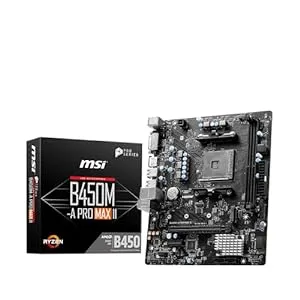 intel MSI B450M-A PRO MAX II Motherboard, Micro-ATX, AM4 DDR4 USB 3.2 Gen 1 HDMI