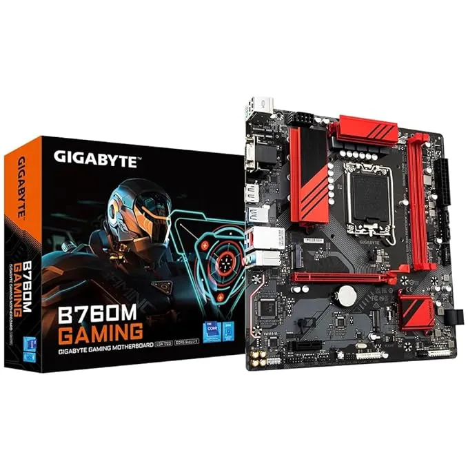 GIGABYTE Intel B760M Gaming ATX Motherboard with 6+2+1 Phases Digital VRM Solution, Dual Channel DDR5：2*DIMMs XMP Memory Module Support,2 x DDR5 DIMM sockets Supporting up to 96 GB,DDR5