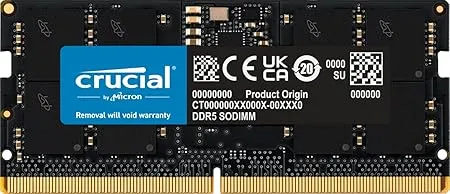 crucial Crucial RAM 16GB DDR5 4800MHz CL40 Laptop Memory CT16G48C40S5 Black