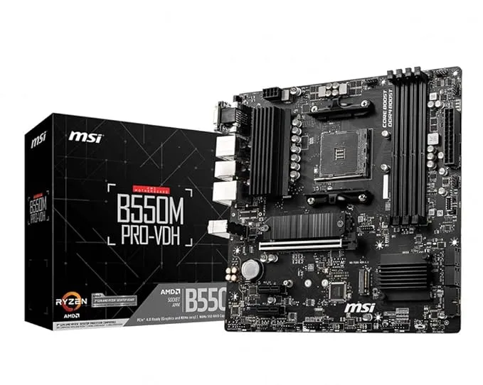 intel MSI B550M PRO-VDH AMD Socket AM4 MATX Gaming Motherboard, DDR4