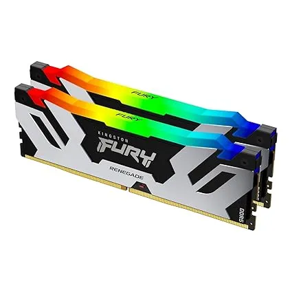 Kingston FURY Renegade RGB 32GB (2x16GB) 7200MT/s DDR5 CL38 DIMM Desktop Memory (Kit of 2) | Intel XMP 3.0 | Infrared Sync Technology | Overclocking Stability | KF572C38RSAK2-32