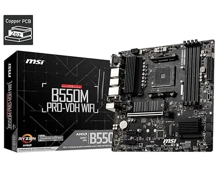 intel MSI B550M Pro-Vdh Wifi Ddr4, M.2, USB 3.2 Gen 1, Front Type-C, Wi-Fi, Hdmi, Micro Atx Gaming Motherboard Amd Ryzen 5000 Series Desktop Processors