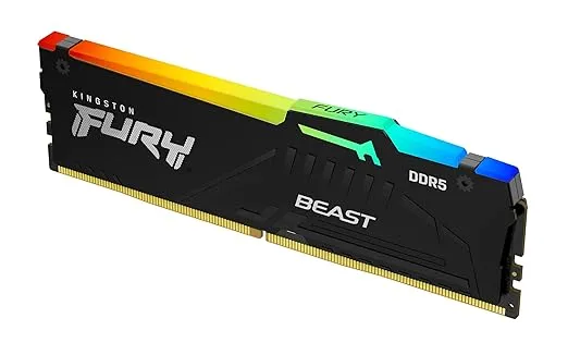 Kingston Technology Kingston Fury Beast 32GB 6000MT/s DDR5 CL40 RGB Desktop Memory Single Module | Infrared Syncing | Intel XMP | Plug N Play | KF560C40BBA-32