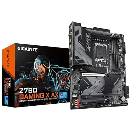 GIGABYTE Z790 GAMING X AX Intel LGA 1700 ATX Motherboard, 4x DDR5 ~128GB, 3x PCI-E x16, 3x M.2, 6x SATA, 5x USB 3.2, 1x USB-C, 6x USB 2.0