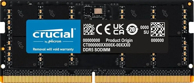 crucial Crucial RAM 16GB DDR5 5600 MHz CL46 (16Gbit) Laptop Memory CT16G56C46S5 Black