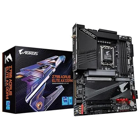 GIGABYTE Z790 AORUS ELITE AX DDR4 Intel LGA 1700 ATX Motherboard, 4x DDR4 ~128GB, 3x PCI-E x16, 4x M.2, 4x SATA, 5x USB 3.2, 1x USB-C, 4x USB 2.0