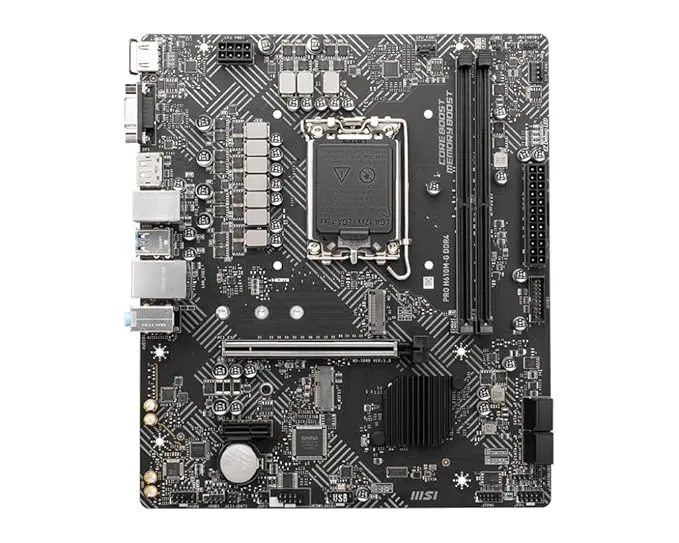 intel MSI PRO H610M-G WiFi Motherboard – Micro-ATX, Supports 12th/13th/14th Gen Intel Core Processors, LGA 1700 Socket, DDR5 Memory Boost 5600MHz/MAX, PCIe 4, 1G LAN, M.2 Slots, USB 3.2, Wi-Fi 6E