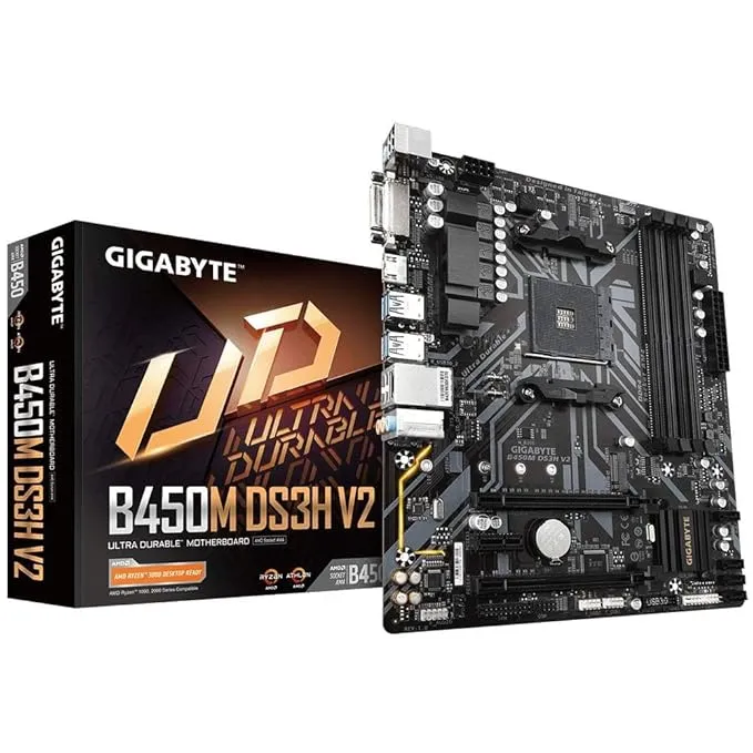 GIGABYTE B450M DS3H V2 (AMD Ryzen AM4/Micro ATX/M.2/HMDI/DVI/USB 3.1/DDR4/Motherboard)