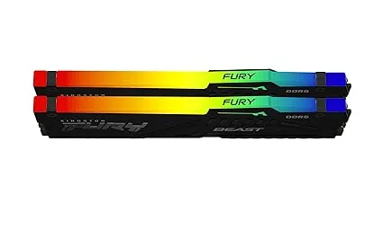 Kingston Fury Beast RGB 64GB 5200MT/s DDR5 CL40 DIMM Desktop Memory (Kit of 2) | Intel XMP 3.0 | Infrared Sync Technology | Overclocking Stability | KF552C40BBAK2-64