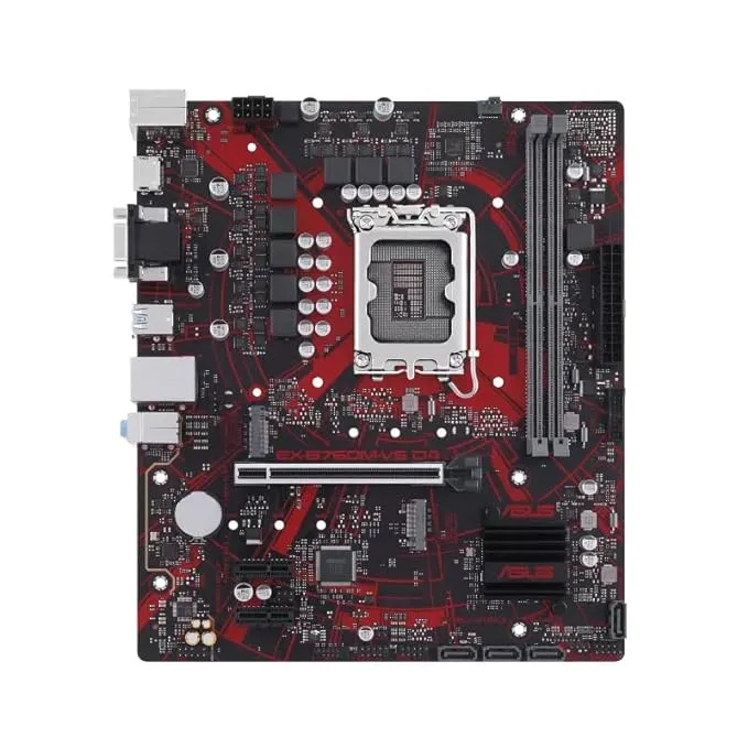 ASUS EX-B760M-V5 D4 Intel LGA 1700 mATX Motherboard with PCIe 4.0, 8 Power Stages, Realtek 2.5 Gb Ethernet, HDMI®, USB 3.2 Gen 1, Luminous Anti-Moisture Coating and Lightning Boot