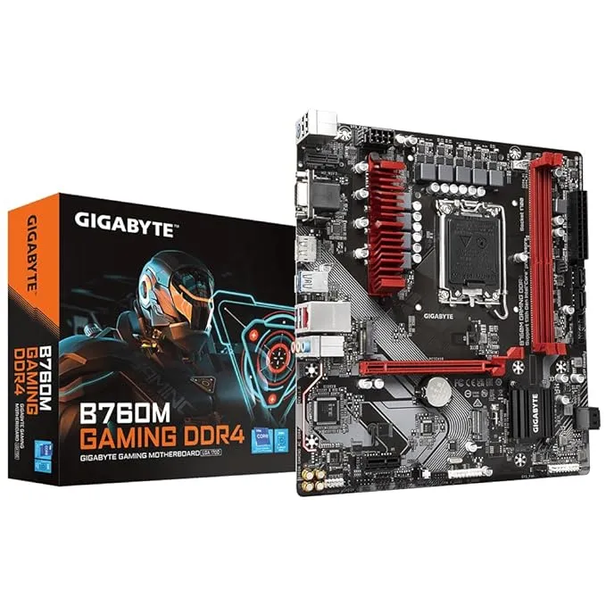 GIGABYTE B760M Gaming DDR4 Motherboard with Hybrid 6+2+1 Phases Digital VRM Solution, Dual Channel DDR4：2 DIMMs XMP Memory Module Support,Dual Channel DDR4：2 DIMMs XMP Memory Module Support,DDR4