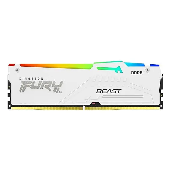 Kingston FURY Beast White RGB 32GB (2x16GB) 6000MT/s CL40 DDR5 XMP DIMM | Infrared Syncing | Fury CTRL Software | Overclocking | Plug N Play | Intel XMP 3.0 | Kit of 2 | KF560C40BWAK2-32