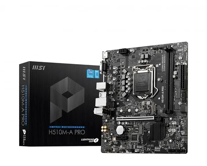 intel MSI H510M-A PRO Motherboard, Micro-ATX - Supports 11th Gen Intel Core Processors, LGA 1200-2 X DIMMs (3200Mhz), 1 X Pcie 4.0 X16, 1 X M.2 Gen3, USB 3.2 Gen1, 1G LAN, HDMI 2.0B