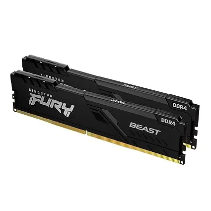 Kingston Fury Beast 16GB (2x8GB) 3733MHz DDR4 CL19 Desktop Memory Kit with 2 KF437C19BBK2/16