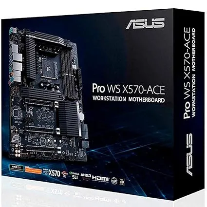 ASUS AMD AM4 Pro WS X570-Ace ATX Workstation Motherboard with 3 PCIe 4.0 X16, Dual Realtek and Intel Gigabit LAN, DDR4 ECC Memory Support, Dual M.2, U.2, and Control Center