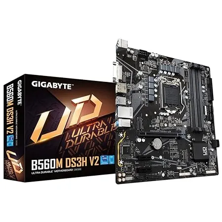 GIGABYTE B560M DS3H V2 (LGA 1200/ Intel/ B560/ Micro-ATX/Dual M.2/ PCIe 4.0/ USB 3.2 Gen1/ GbE LAN/Motherboard), DDR4