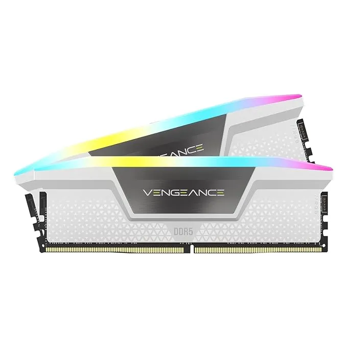 CORSAIR Vengeance RGB DDR5 RAM 32GB (2x16GB) 6000MHz CL30 Intel XMP iCUE Compatible Computer Memory - White (CMH32GX5M2B6000C30W)