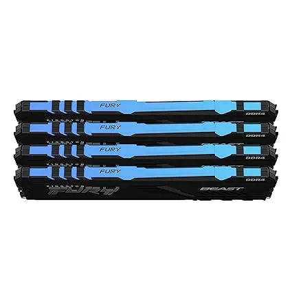 Kingston FURY Beast RGB 64GB (4x16GB) 3600MT/s DDR4 CL18 Desktop Memory Kit of 4 | Infrared Syncing | Intel XMP | AMD Ryzen | Plug n Play | KF436C18BBAK4/64