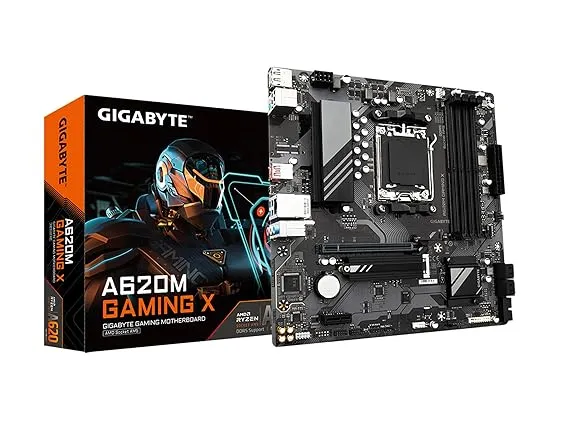 GIGABYTE A620M GAMING X AX (Rev. 1.1) AM5 LGA 1718 AMD A620 M-ATX, DDR5, PCIe 4.0 M.2, PCIe 4.0, USB 3.2 Gen1x2 Type-C, Wi-Fi 6E, Realtek 1GbE LAN, Q-Flash Plus, PCIe EZ-Latch