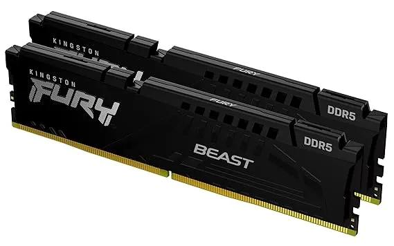 Kingston Technology Fury Beast 32GB (2x16GB) 6000MHz DDR5 CL40 DIMM (Kit of 2) Desktop Memory KF560C40BBK2-32,Black