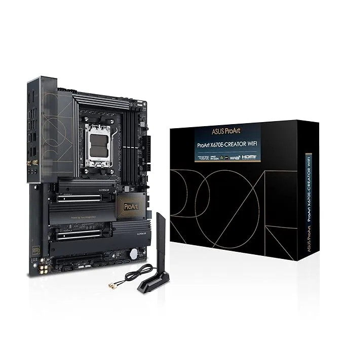 ASUS ProArt X670E-CREATOR WiFi, AMD X670 (Ryzen AM5) ATX Motherboard, 16+2 Power Stages, PCIe® 5.0 Ready, DDR5 Support, USB4®, 10 Gb & 2.5 Gb LAN, WiFi 6E, Four M.2 Slots