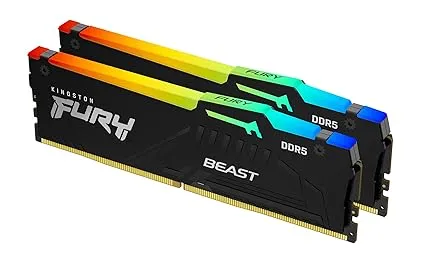 Kingston Fury Beast RGB 32GB 5200MT/s DDR5 CL40 DIMM Desktop Memory (Kit of 2) KF552C40BBAK2-32