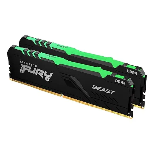 Kingston FURY Beast RGB 16GB (2x8GB) 3600MHz DDR4 CL17 Desktop Memory Kit of 2 KF436C17BBAK2/16