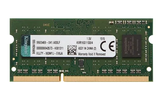 Kingston Value RAM 4GB 1600MHz PC3-12800 DDR3 Non-ECC CL11 SODIMM SR x8 Notebook Memory (KVR16S11S8/4)