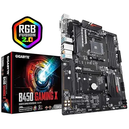 GIGABYTE B450 Gaming X, A Gaming Motherboard with Hybrid Digital Pwm, Nvme Pcie Gen3 X4 M.2, RGB Fusion 2.0, Ddr4