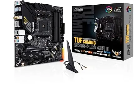 ASUS TUF GAMING B550M-PLUS WiFi II AMD AM4 (3rd Gen Ryzen) microATX gaming motherboard (PCIe 4.0, WiFi 6 2.5Gb LAN, BIOS FlashBack, HDMI 2.1, USB 3.2 Gen 2, Addressable Gen 2 RGB header and AURA Sync)