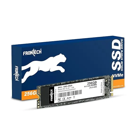 FRONTECH 256GB Internal SSD, M.2 2280 NVMe SATA3, TLC+SMI, Low Energy Consumption, Ultra Fast with Read/Write Speed Upto 1950/1500 Mbps, (SSD-0029, Black & White)