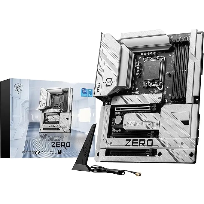 intel MSI Z790 PROJECT ZERO, Back-connect ATX - Supports 14th/13th/12th Gen Intel Core Processors, LGA 1700-55A DrMOS VRM, DDR5 Memory Boost 7200+MHz/OC, PCIe 5.0 x16, 4 x M.2 Gen4, Wi-Fi 7