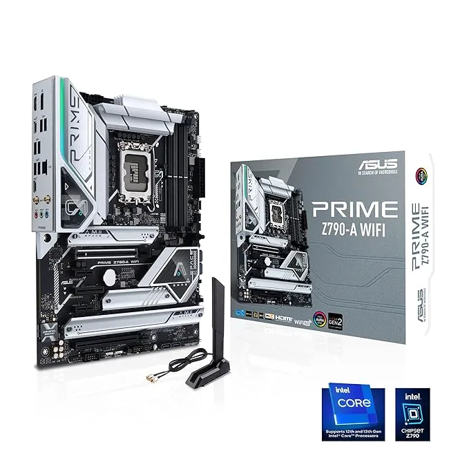 ASUS PRIME Z790-A WIFI LGA 1700 ATX motherboard with PCIe® 5.0, four M.2 slots, 16+1 DrMOS, DDR5, Intel® WIFI 6E, 2.5 Gb LAN, USB 3.2 Gen 2x2 Type-C®, front USB 3.2 Gen 2 Type-C, Thunderbolt