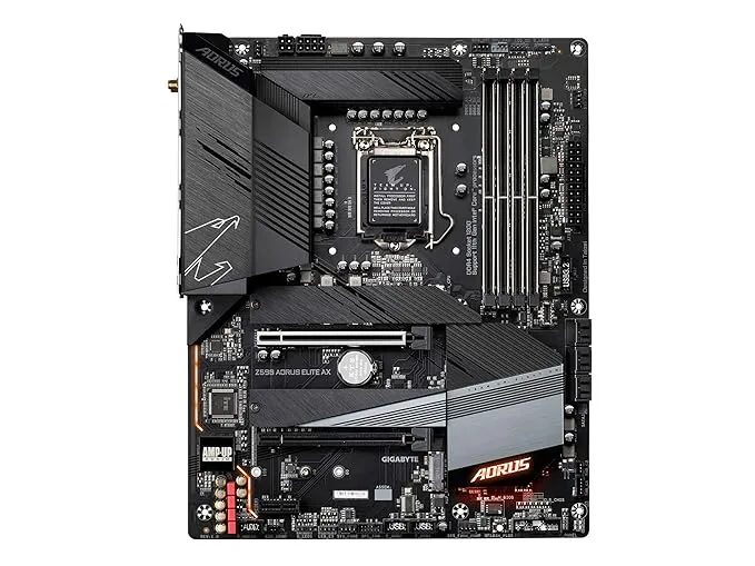 GIGABYTE Z590 AORUS Elite AX ATX Motherboard with Direct 12+1 Phases Digital VRM Design, Full PCIe 4.0* Design, Fully Covered Thermal Design, PCIe 4.0* M.2 with Thermal Guard, DDR4