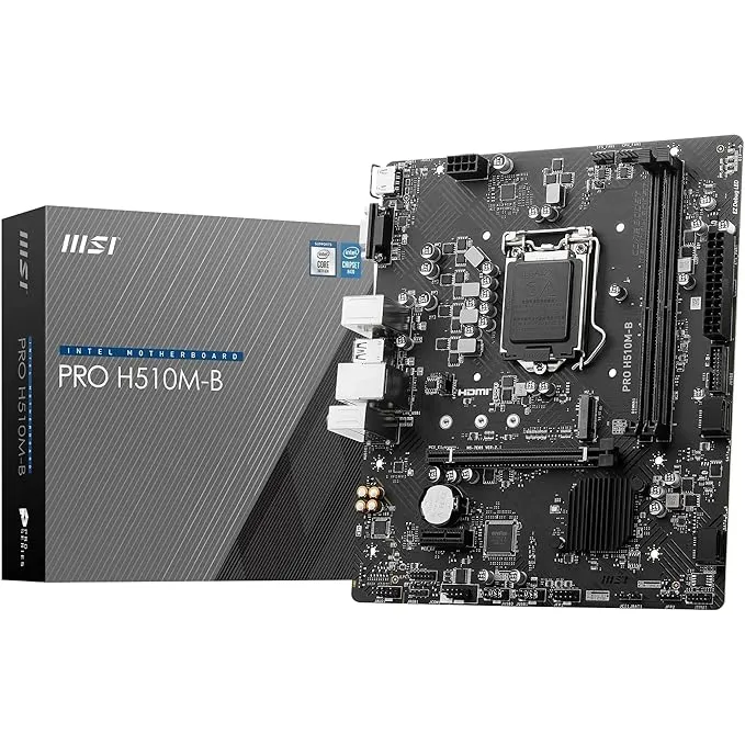 intel MSI PRO H510M-B Motherboard, Micro-ATX - Supports Intel Core 10th Gen Processors, LGA 1200-2 x DIMMs, 1 x PCIe 3.0 x16, USB 3.2 Gen1, 1G LAN, HDMI 1.4