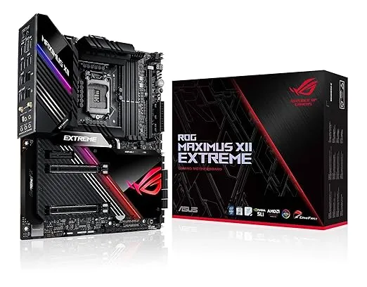 ASUS ROG Maximus XII Extreme Z490 (WiFi 6) LGA 1200(Intel 10th Gen) EATX Gaming Motherboard (16 Power Stages, 10 G & Intel 2.5G LAN, Fan Extension Card & ThunderboltEX 3-TR Card, 2” Livedash OLED)