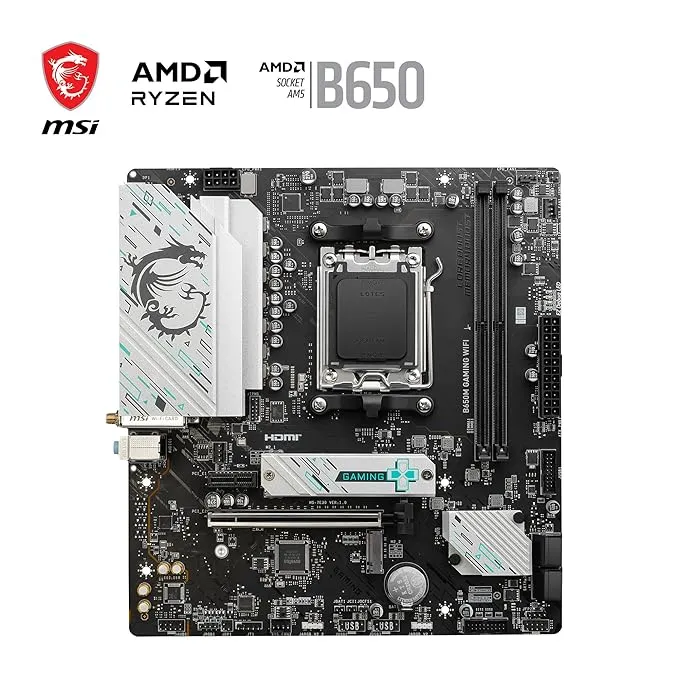 intel MSI B650M GAMING WIFI Motherboard, mATX - Supports AMD Ryzen 7000 Series Processors, AM5 - DDR5 Memory Boost 7800+ MHz/OC, PCIe 4.0 x16, M.2 Gen4, Wi-Fi 6E