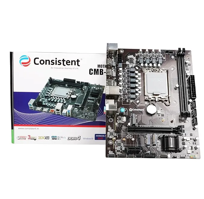 Consistent H610 DDR4 Motherboard Support 12th Gen.(LGA 1200), DDR4 3200/2666/2400Mhz, DDR4 SDRAM 64GB,2 * 288-pin, with 3 year Replacement Warranty.