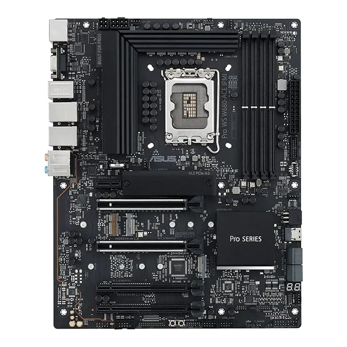 ASUS Pro WS W680-ACE IPMI Intel LGA1700 ATX workstation motherboard,2x PCIe 5.0x16 slot,DDR5,ECC memory,2x2.5 Gb Lan,3xM.2 slots,SlimSAS,BMC header,THUNDERBOLT4 Header,IPMI Expansion card bundled,ACCE