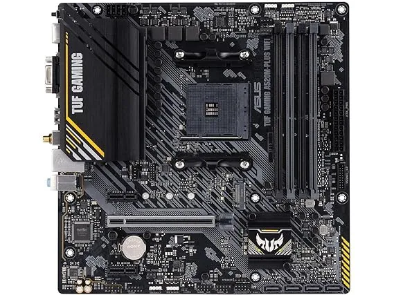 ASUS TUF Gaming A520M-PLUS (WiFi) AMD AM4 (3rd Gen Ryzen™) microATX Gaming Motherboard (M.2 Support, 802.11ac Wi-Fi, DisplayPort, HDMI, D-Sub, USB 3.2 Gen 1 Type-A and Aura Addressable Gen 2 headers)