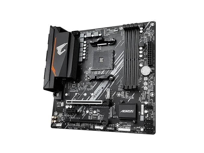 GIGABYTE B550M AORUS Elite (AM4/ AMD/ B550/ Micro-ATX/ DDR4/ Dual M.2/ PCIe 4.0/ Realtek GbE LAN/Gaming Motherboard)