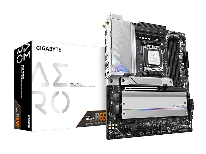 GIGABYTE B650 AERO G (AM5/ LGA 1718/ AMD B650/ ATX/ 5-Year Warranty/ DDR5/ PCIe 5.0 M.2/ PCIe 5.0/ USB 3.2 Gen2X2 Type-C/Wi-Fi 6E/ Intel 2.5GbE LAN/Motherboard)