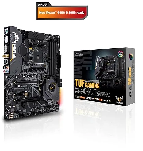 ASUS Am4 Tuf Gaming X570-Plus (Wi-Fi) Atx Motherboard With Pcie 4.0, Dual M.2, 12+2 With Dr Mos Power Stage, Hdmi, Dp, Sata 6Gb/S, Usb 3.2 Gen 2 And Aura Sync Rgb Lighting, ddr_4