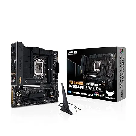 ASUS TUF GAMING B760M-PLUS WIFI 6 D4 Intel(13th and 12th Gen)LGA 1700 mATX motherboard,PCIe 5.0,2xPCIe 4.0 M.2 slots,DDR4,2.5Gb LAN,USB 3.2 Gen 2x2 Type-C,front USB 3.2 Type-C,Thunderbolt (USB4®)