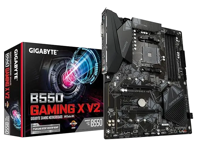 GIGABYTE AMD B550 Gaming X V2 ATX Motherboard with 10+3 Phases Digital Twin Power Design, Enlarged Surface Heatsinks, PCIe 4.0 x16 Slot, LAN with Bandwidth Management,Q-Flash Plus, DDR4