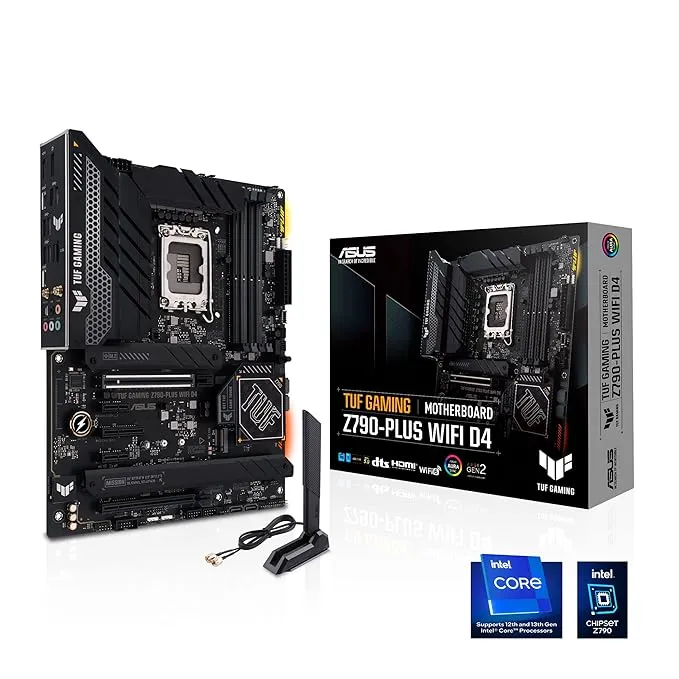 ASUS Tuf Gaming Z790-Plus Wifi Intel Z790 Lga 1700 Atx Gaming Motherboard with 16+1 Drmos Power Stages, Pcie 5.0, Ddr4 Ram Support, Four M.2 Slots, USB 3.2 Gen 2X2 Type-C, & Aura Sync Rgb Lighting