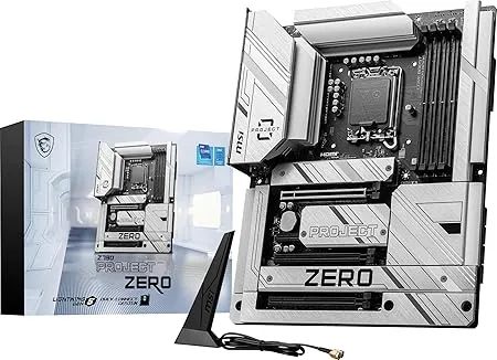 intel MSI Z790 Project Zero Gaming Motherboard (Support 14th/13th/12th Gen Intel Processors, LGA 1700, DDR5, PCIe 5.0, M.2 Slots, 2.5Gbps LAN, USB 3.2 Gen2, HDMI/DP, Wi-Fi 7, Bluetooth 5.4, ATX)