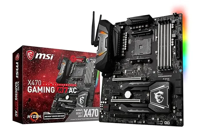 intel MSI Enthusiast Gaming AMD X470 Ryzen 2 AM4 DDR4 Onboard Graphics SLI ATX Motherboard (X470 Gaming M7 AC)