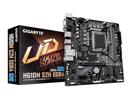 GIGABYTE H610M S2H DDR4 (H610/ Intel LGA 1700/ Micro ATX/ DDR4/ Single M.2/ PCIe 4.0/ USB 3.2 Gen1/ Realtek GbE LAN/Motherboard)