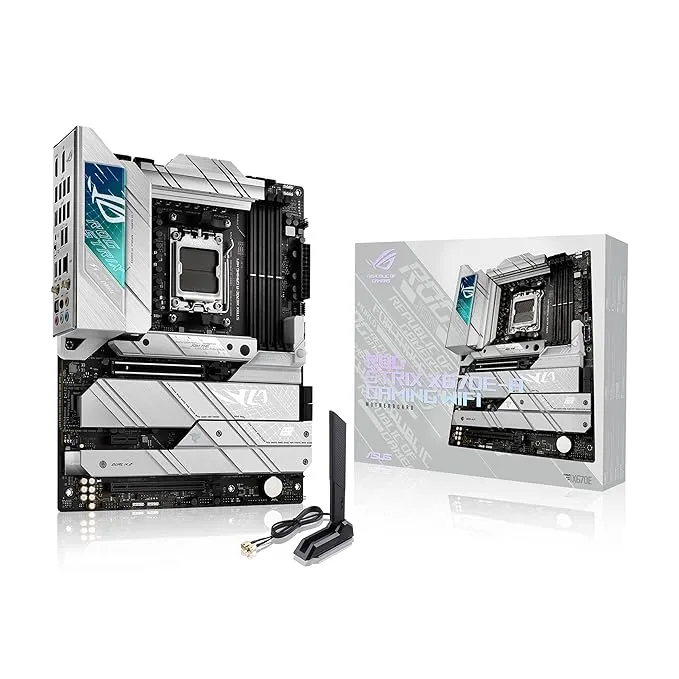 ASUS ROG Strix X670E-A Gaming WiFi AMD Ryzen AM5 ATX Motherboard, 16 + 2 Power Stages, PCIe® 5.0, DDR5 Support, Four M.2 Slots with heatsinks, USB 3.2 Gen 2x2, WiFi 6E, AI Cooling II, and Aura Sync